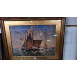 A large Victorian seascape oil painting dated 1886, COLLECT ONLY.