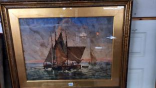 A large Victorian seascape oil painting dated 1886, COLLECT ONLY.