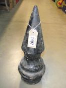 A cast iron post finial, height 37cm, base diameter outer 11.5cm, inner 8.5cm COLLECT ONLY