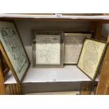 4 framed and glazed maps including Lincolnshire