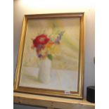 A framed oil on board floral study COLLECT ONLY