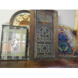 A quantity of stained and leaded glass windows and other glass. COLLECT ONLY.