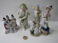 A German fairing 'The Welsh Tea Party' and four other figures.