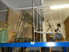 A quantity of retro metal household items including shoe rack. COLLECT ONLY.