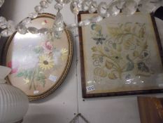 Two framed and glazed Victorian embroideries. COLLECT ONLY.