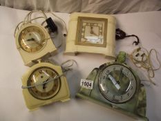 4 vintage art deco bakelite electric clocks
