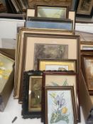 Approx 18 various glazed prints and watercolours