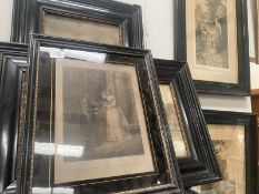 A quantity of good mainly ebony framed old prints