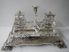 A superb quality silver plate desk stand, circa 1860.