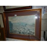 A framed and glazed print of Boston cattle market, COLLECT ONLY.