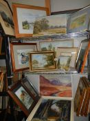 Approximately 20 assorted watercolours, COLLECT ONLY.