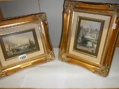 Two rosewood framed pictures and three others. COLLECT ONLY.