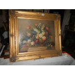 A gilt framed oil on canvas floral arrangement, COLLECT ONLY.