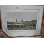 A framed and glazed print of Hamburg, COLLECT ONLY.