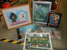 A quantity of prints including dragon, 3D meercats etc., COLLECT ONLY.