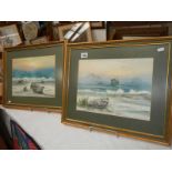 A good pair of mid 20th century seascape watercolours, COLLECT ONLY.