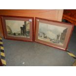 A pair of continental street scene prints. COLLECT ONLY.