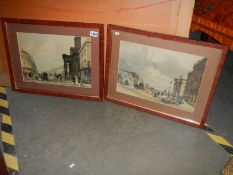 A pair of continental street scene prints. COLLECT ONLY.