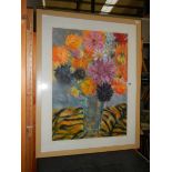 A modern framed and glazed watercolour study of a vase of flowers, COLLECT ONLY.