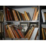 A large lot of pictures and frames on two shelves, COLLECT ONLY.