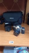 A Pentax Asahi SLA SLR camera +flash + bag