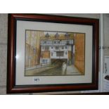 A signed mid 20th century watercolour Lincoln scene, COLLECT ONLY.