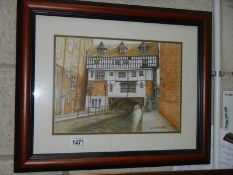 A signed mid 20th century watercolour Lincoln scene, COLLECT ONLY.