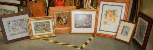 A good lot of framed and glazed decoupage pictures, COLLECT ONLY.