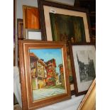 Approximately 25 assorted prints, oils and watercolours, COLLECT ONLY.