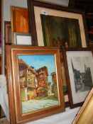 Approximately 25 assorted prints, oils and watercolours, COLLECT ONLY.