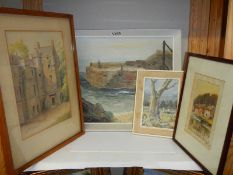 Four good oil paintings and watercolours, one signed C J Wootton, COLLECT ONLY.