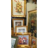 Five gilt framed floral studies. COLLECT ONLY.