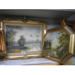 Two gilt framed 20th century oil on canvas rural scenes, COLLECT ONLY.
