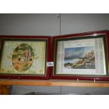 Two framed and glazed calendars, 1927 and 1942, COLLECT ONLY.