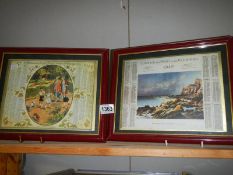 Two framed and glazed calendars, 1927 and 1942, COLLECT ONLY.