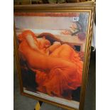 A framed and glazed print entitled 'Flaming June' by Frederick Lord Leighton, COLLECT ONLY.
