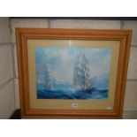 A good seascape print featuring tall ships, COLLECT ONLY.