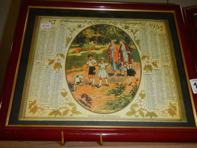 Two framed and glazed calendars, 1927 and 1942, COLLECT ONLY. - Image 2 of 3