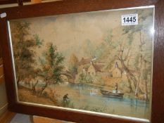 A late Victorian framed and glazed watercolour river scene, COLLECT ONLY.
