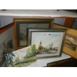 Five good framed and glazed watercolours, COLLECT ONLY.