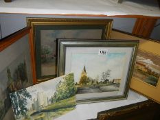Five good framed and glazed watercolours, COLLECT ONLY.