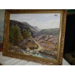 A gilt framed early 20th century oil on board rural scene, COLLECT ONLY.