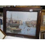 A framed and glazed Vernon Ward harbour print, COLLECT ONLY.