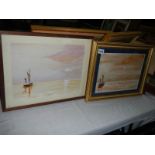 Two framed and glazed watercolour seascapes, COLLECT ONLY.
