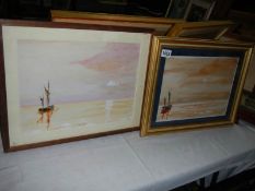 Two framed and glazed watercolour seascapes, COLLECT ONLY.