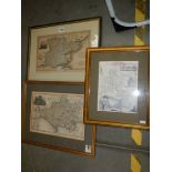 Three framed and glazed mid 20th century maps. COLLECT ONLY.