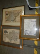 Three framed and glazed mid 20th century maps. COLLECT ONLY.