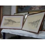 A pair of framed and glazed pencil drawings signed Claire Davies. COLLECT ONLY.