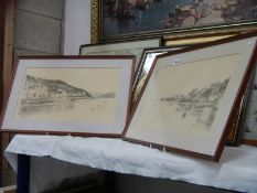 A pair of framed and glazed pencil drawings signed Claire Davies. COLLECT ONLY.