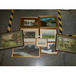 Nine early to mid 20th century framed and glazed watercolours, COLLECT ONLY.